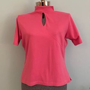 Pink Knit Top Plus Sz 1X Keyhole Neck EUC